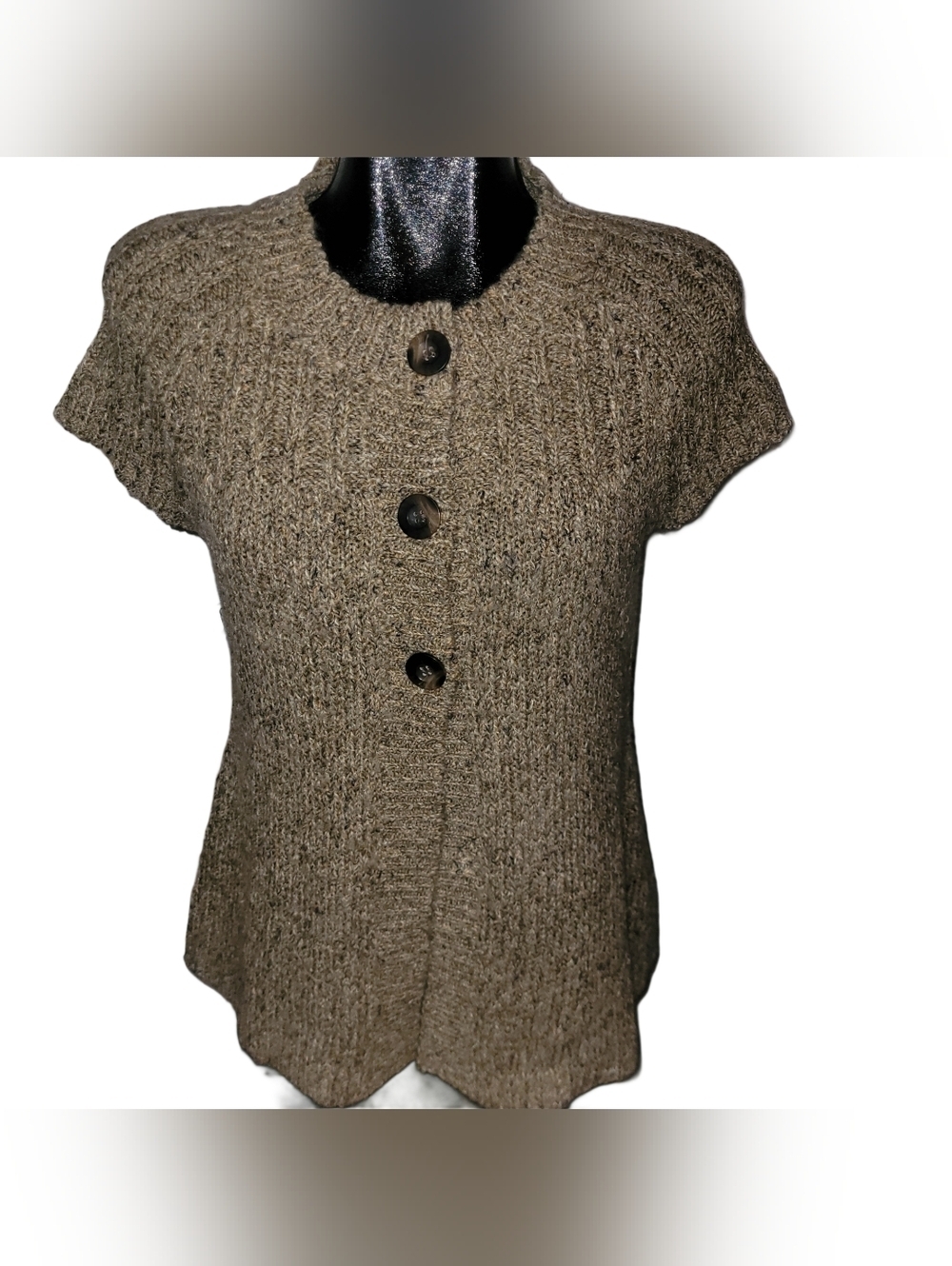 Charter Club Tan Knit 3 Button-Front Short Sleeve Cardigan Size S